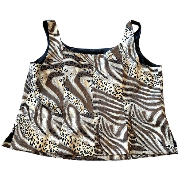 SANDRA DARREN Animal Print Satin Tank Top Size 16 Luxe Casual Eclectic Indie Alt - Picture 1 of 8